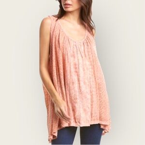NWT FREE PEOPLE Mess Around Mini Tunic Top Bohemian Pink Orange Small